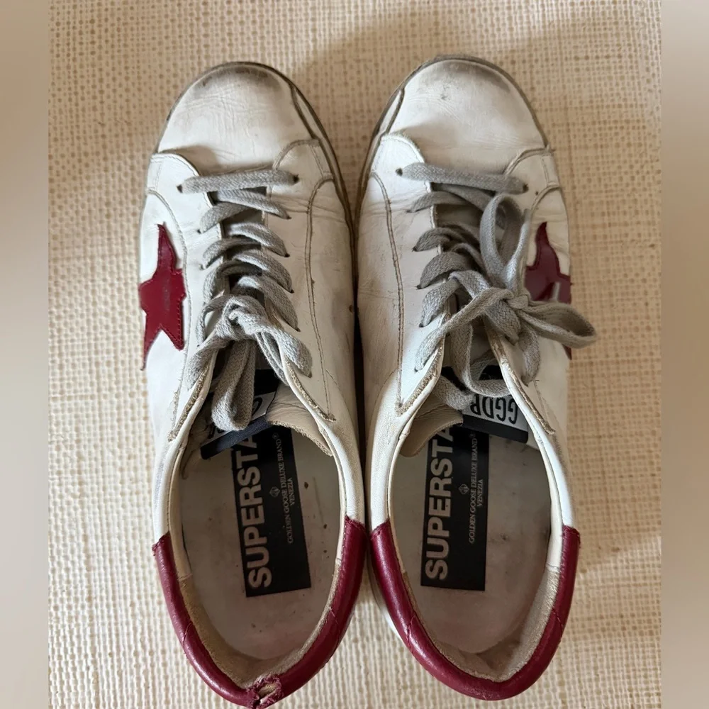 Golden Goose GGDB Superstar White & Red Sneakers - size 8 - Picture 3 of 10